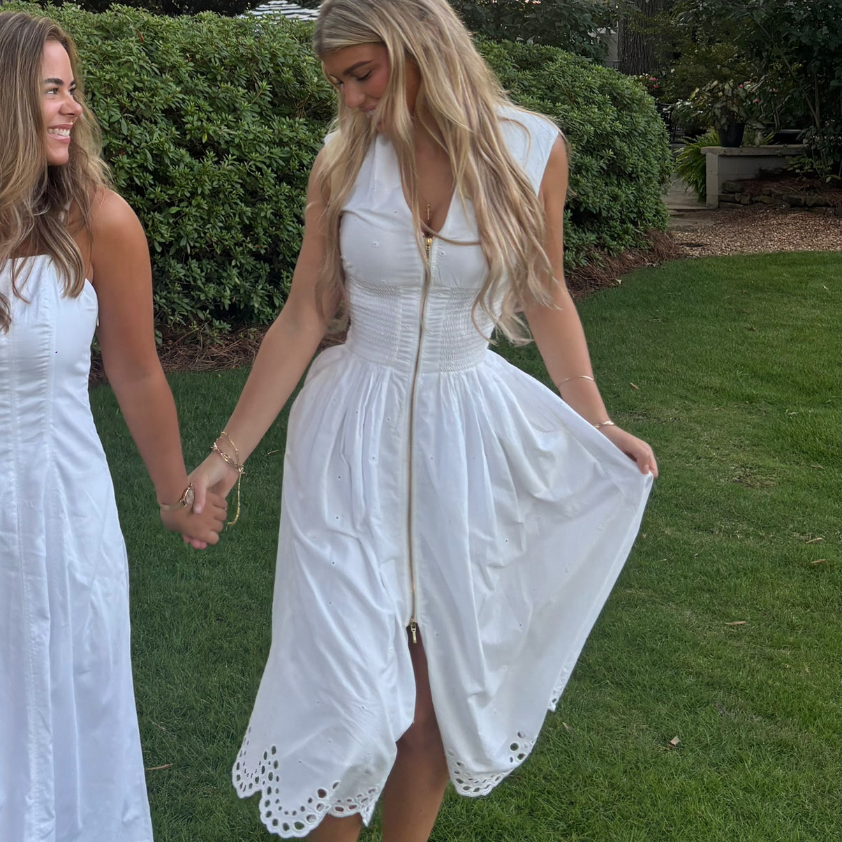 Anthropologie White gold zip up dress!