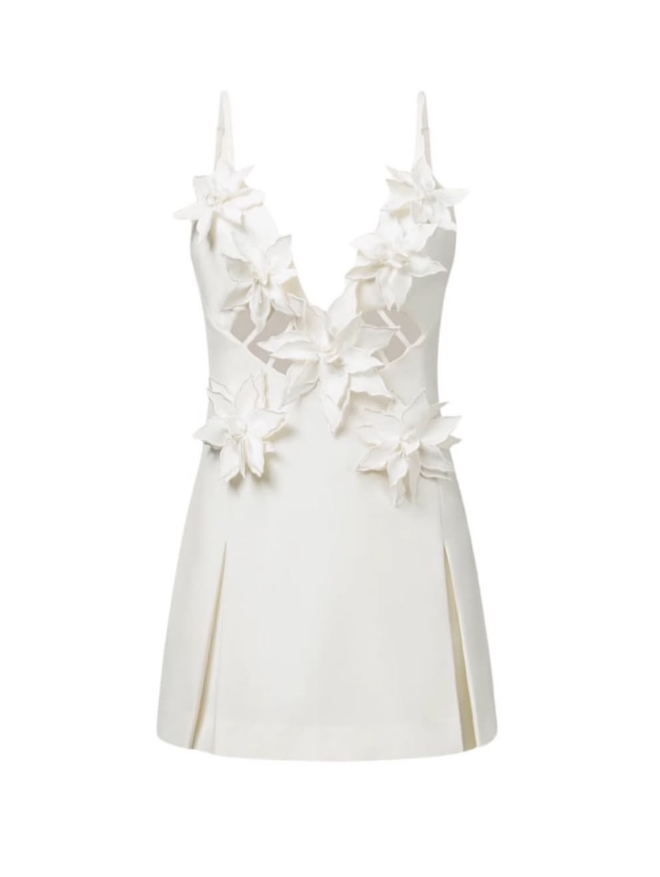 White 3D Floral Mini Dress