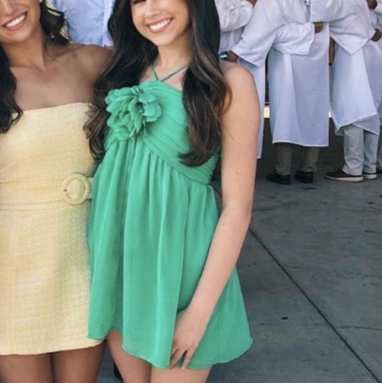 Baton Rouge boutique Teal Green Halter Mini Dress with Floral Appliqué