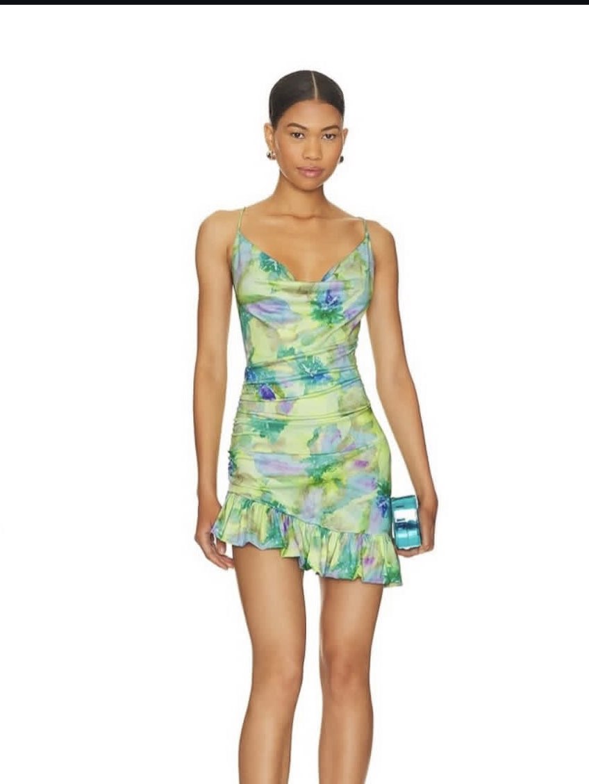 Watercolor Ruffle Mini Dress