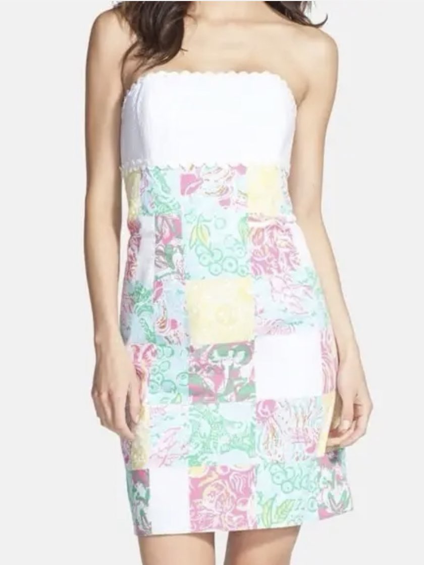 Patchwork Strapless Dress