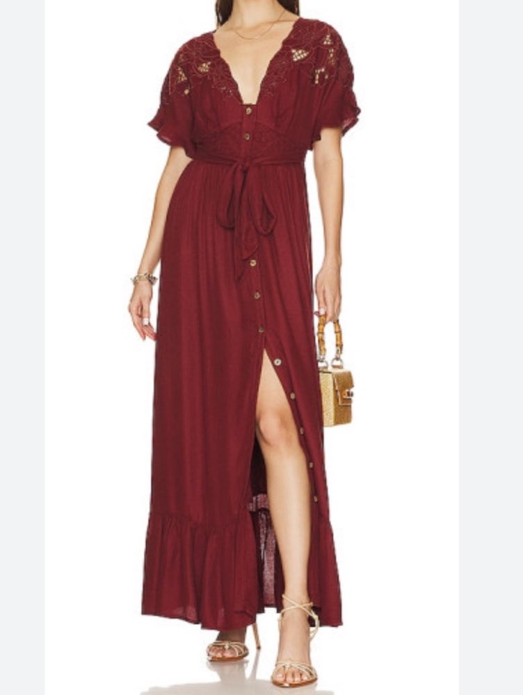 Burgundy Lace Maxi Dress