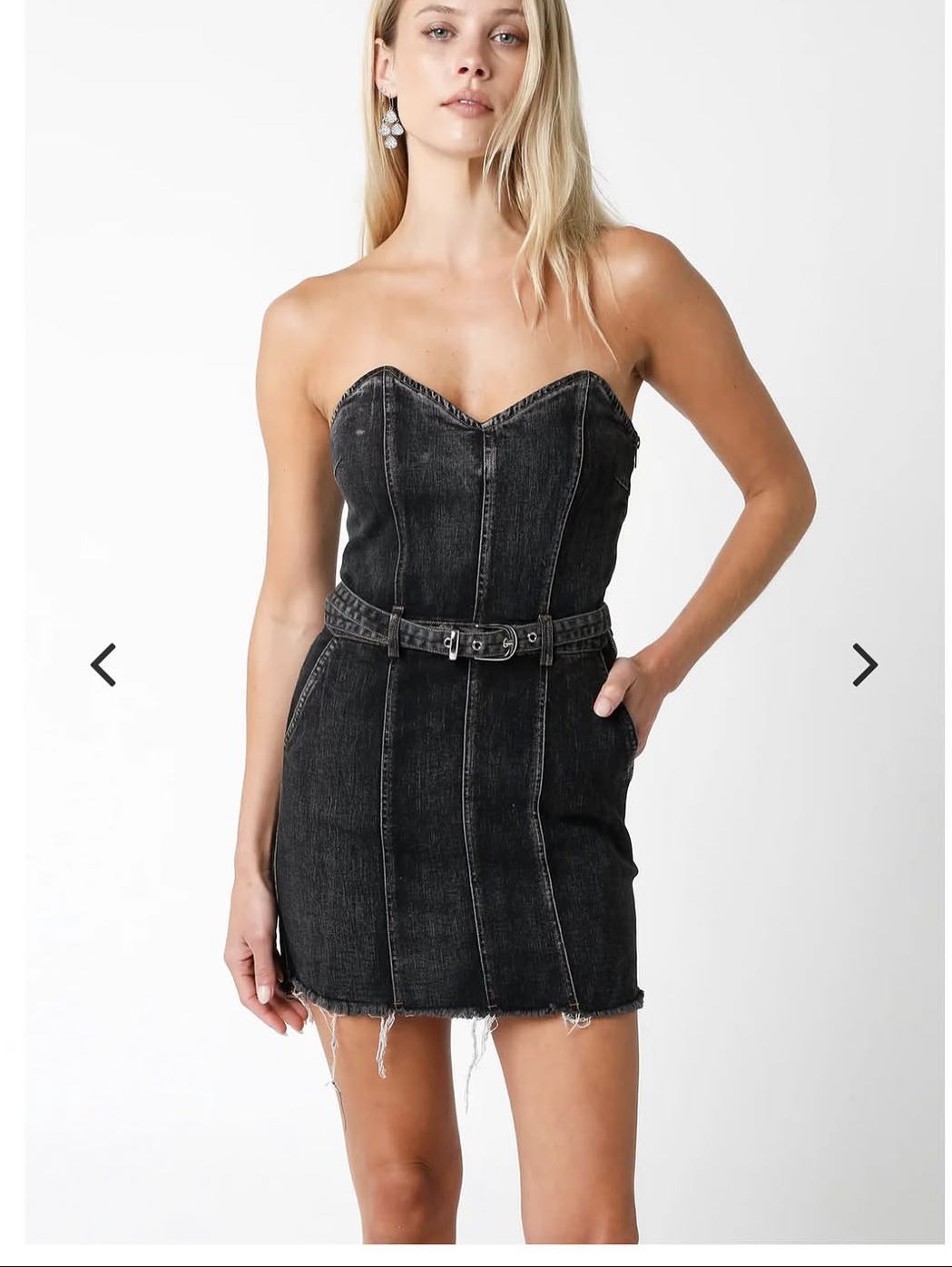 Strapless Black Denim Mini Dress