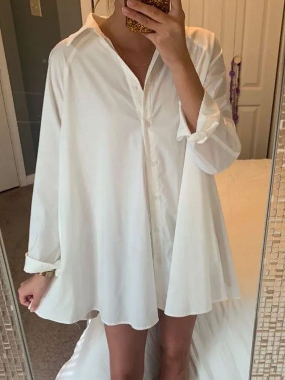 White Collared Mini Dress