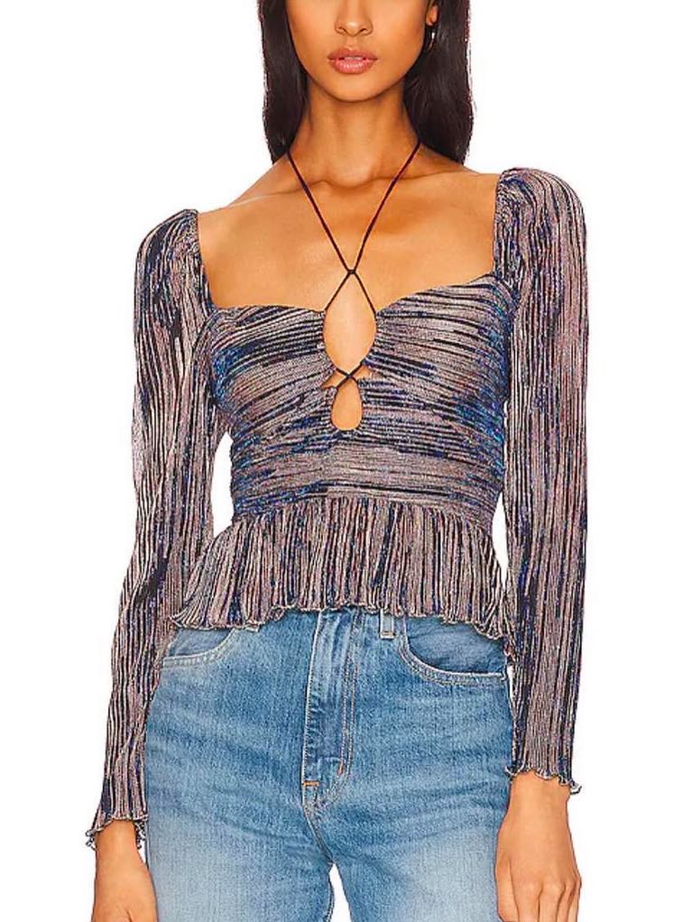 Karma Metallic Pleat top
