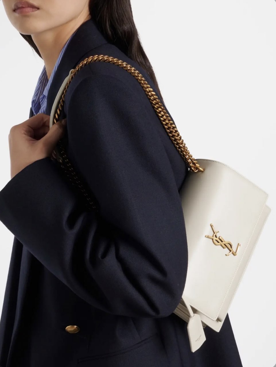 White Saint Laurent Solferino Small Satchel Bag