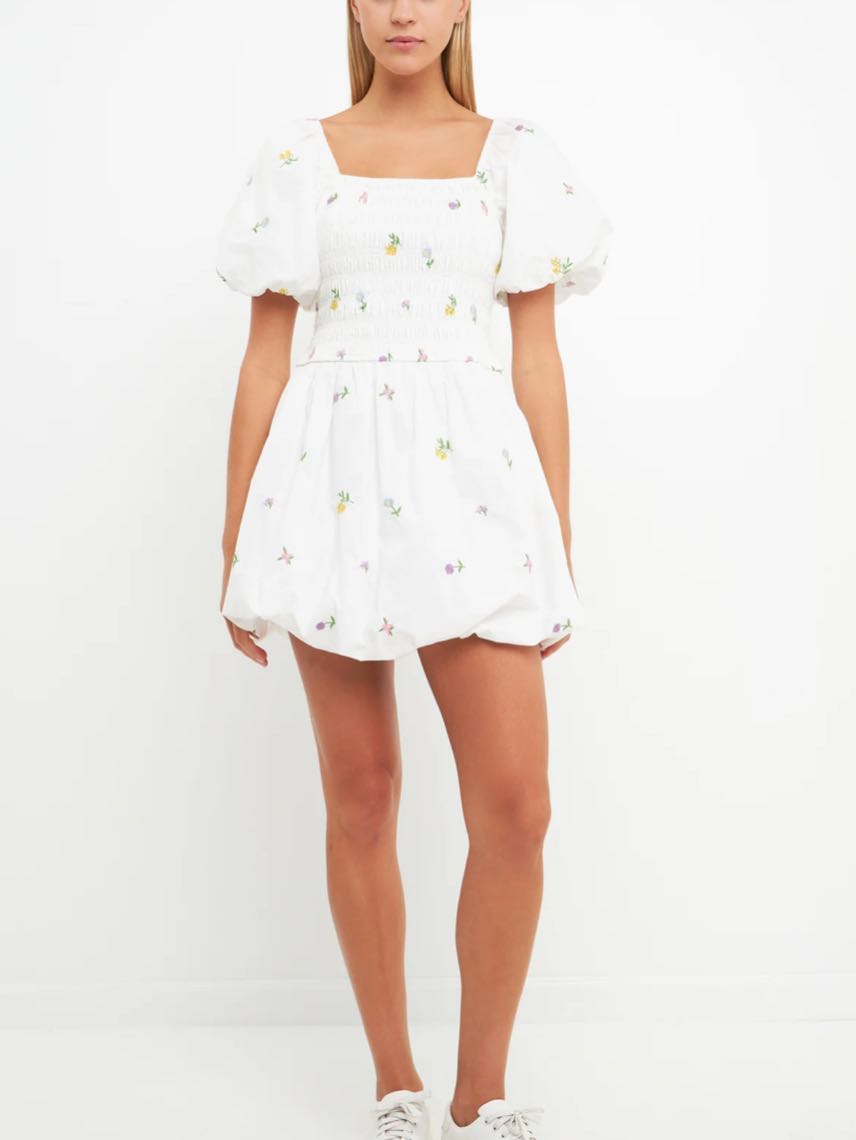 white bubble dress