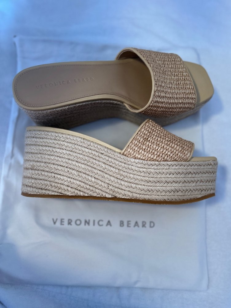 Veronica Beard Raffia Wedge Sandals