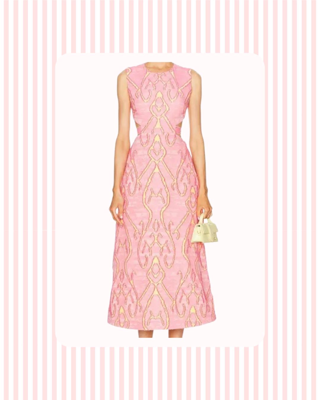 Pink Patterned Midi Dress