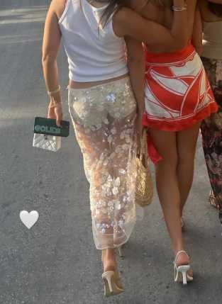 Sheer Floral Embellished Maxi Skirt