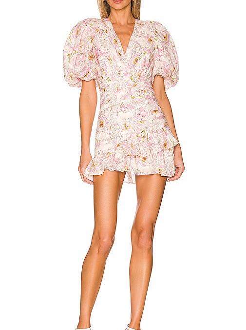 SAU LEE Floral Puff Sleeve Mini Dress