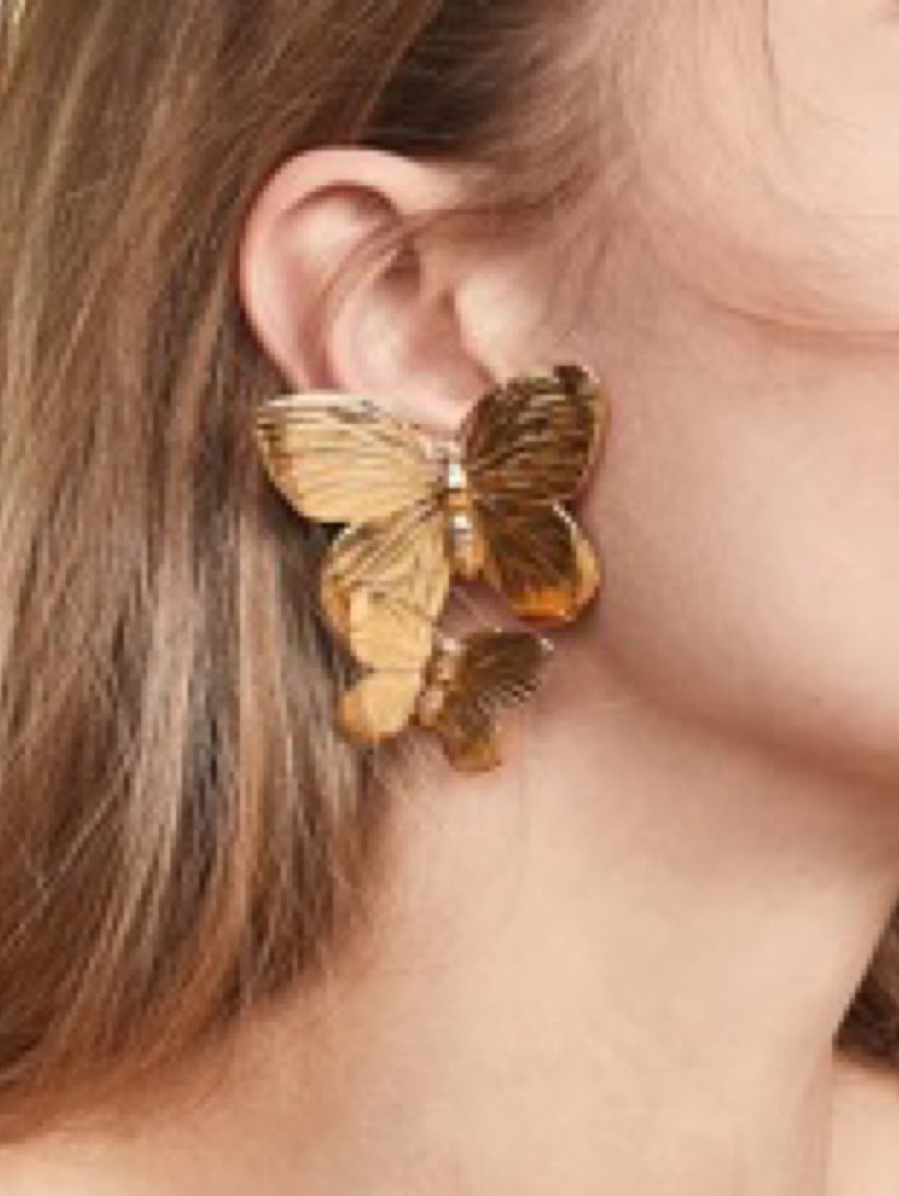 Gold Butterfly Drop Earrings