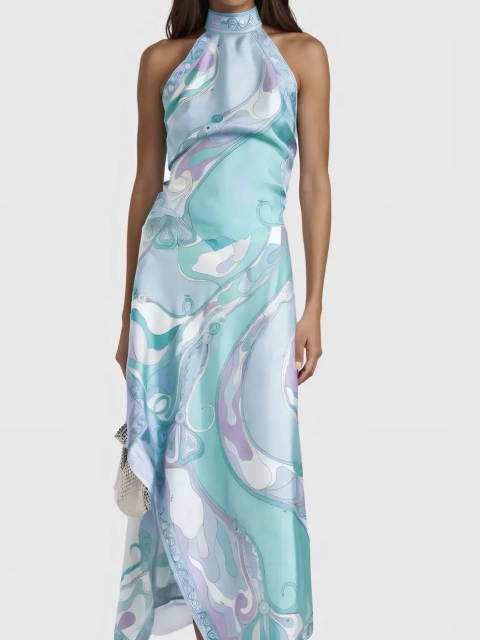 Emilio Pucci Printed Halter Maxi Dress