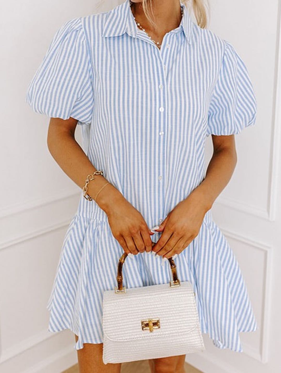 Blue Striped Mini Dress