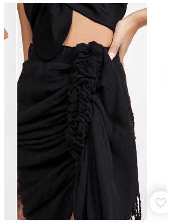 Black Ruched Asymmetrical Sarong Skirt
