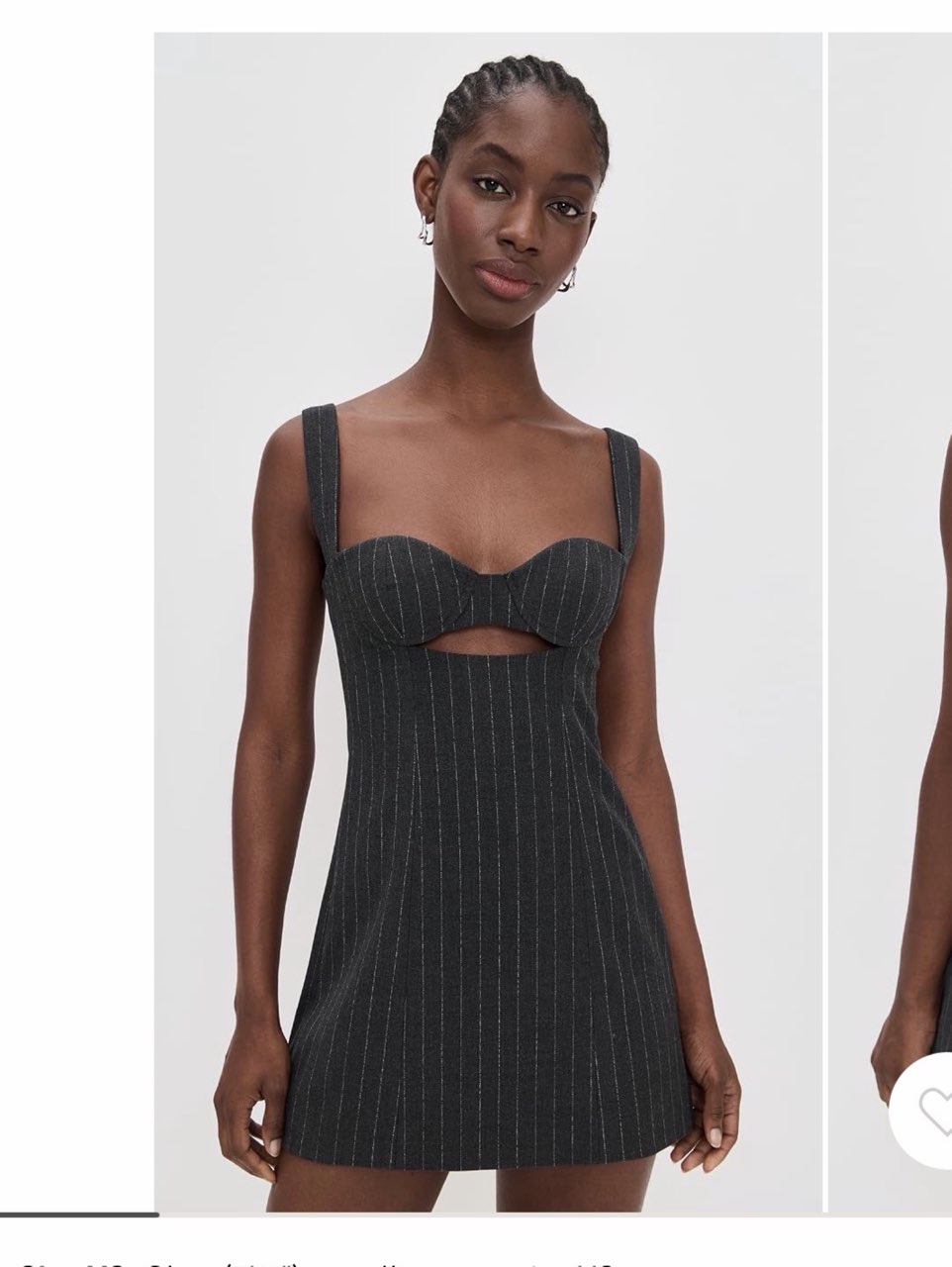 Charcoal Pinstripe Cutout Mini Dress