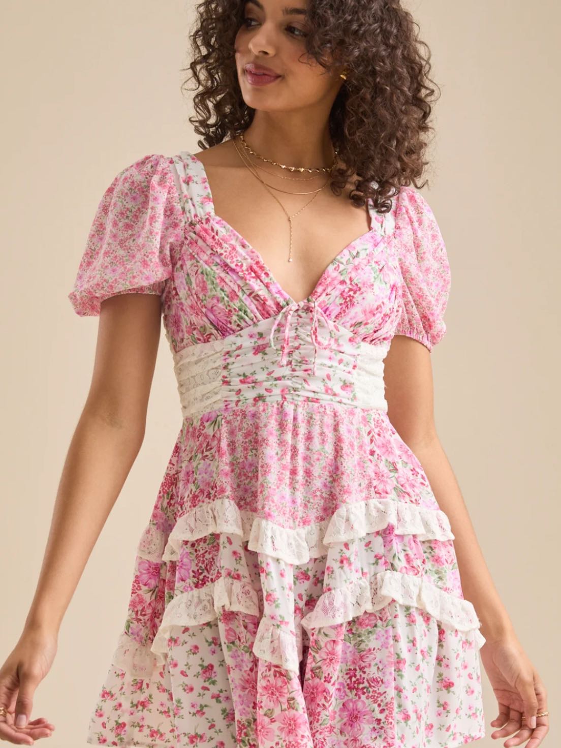 Pink and white floral romper (s)