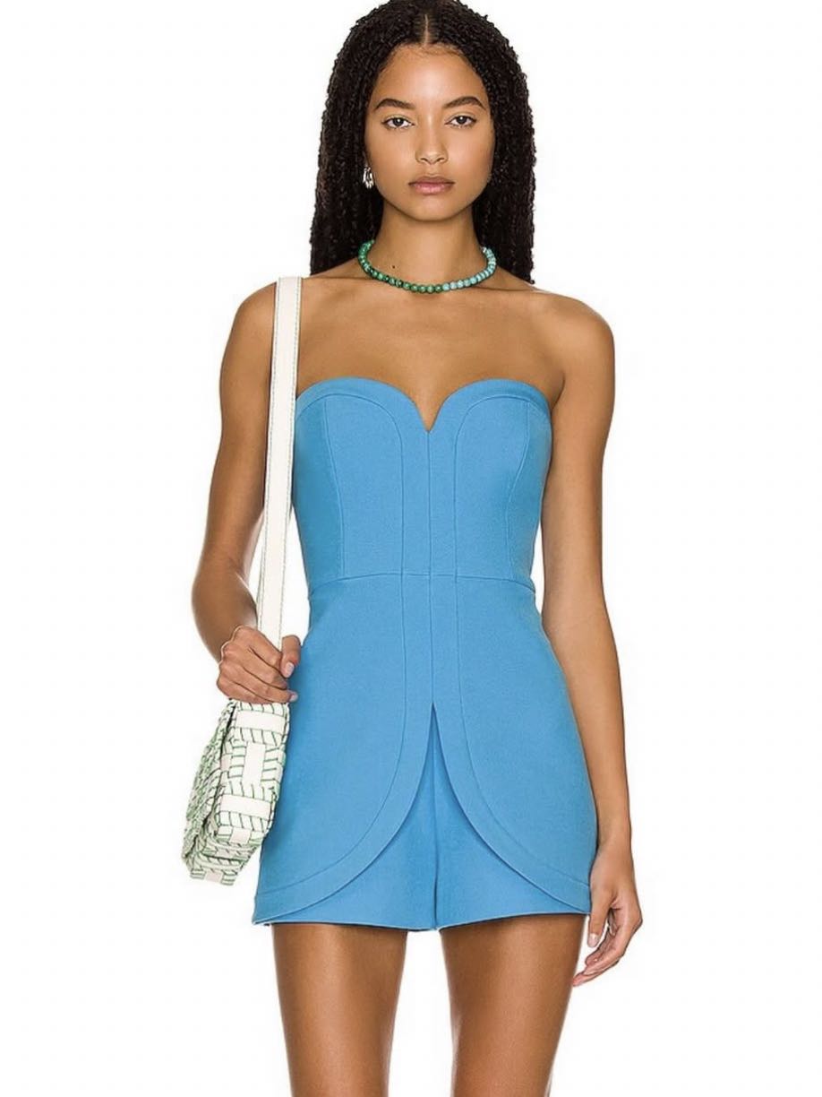 Alexis Blue Scalloped Romper
