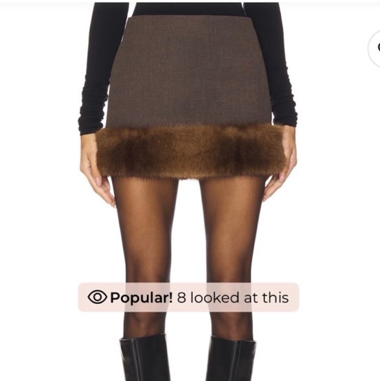 Lovers and Friends Brown Faux Fur Trim Mini Skirt