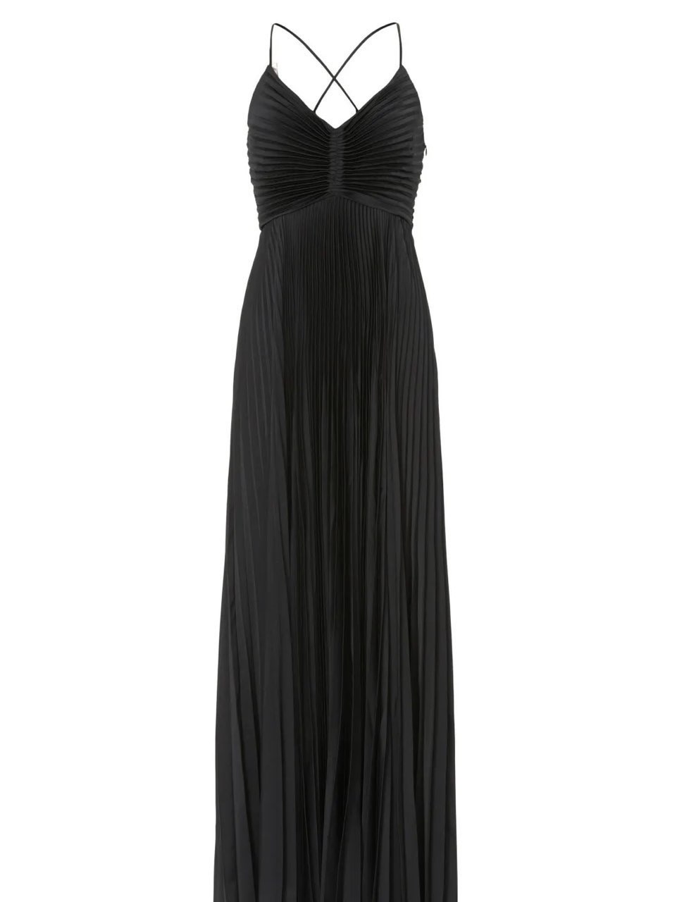 Black Pleated Criss-Cross Back Maxi Dress