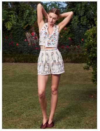 Embroidered Wrap Top and Shorts Set