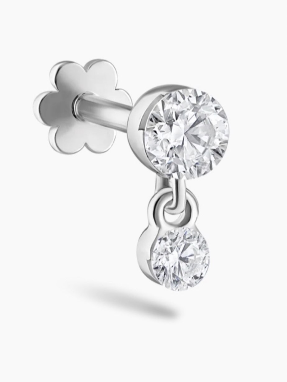 Silver Dangle Crystal Labret Piercing