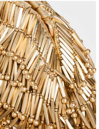 Gold Beaded Clutch Bag