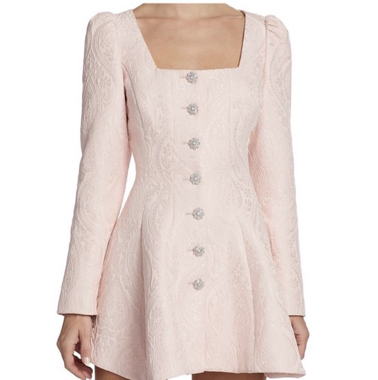 Love Shack Fancy Pink Jacquard Mini Dress