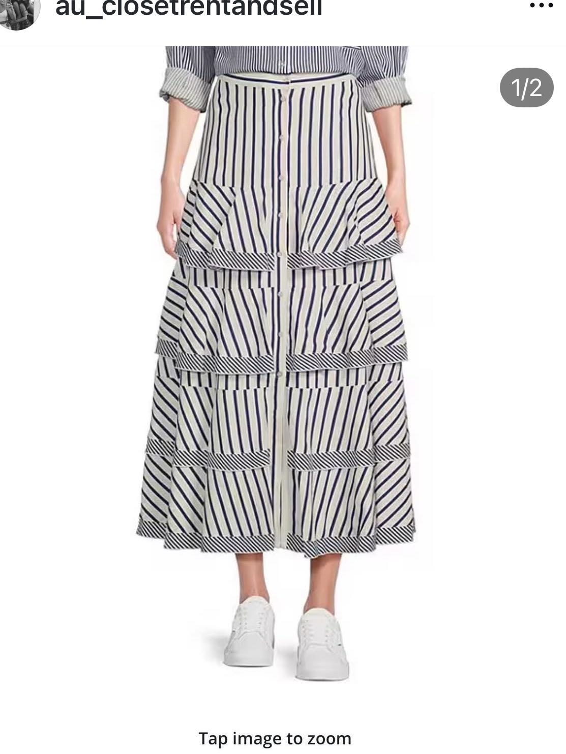 striped high tiered maxi skirt