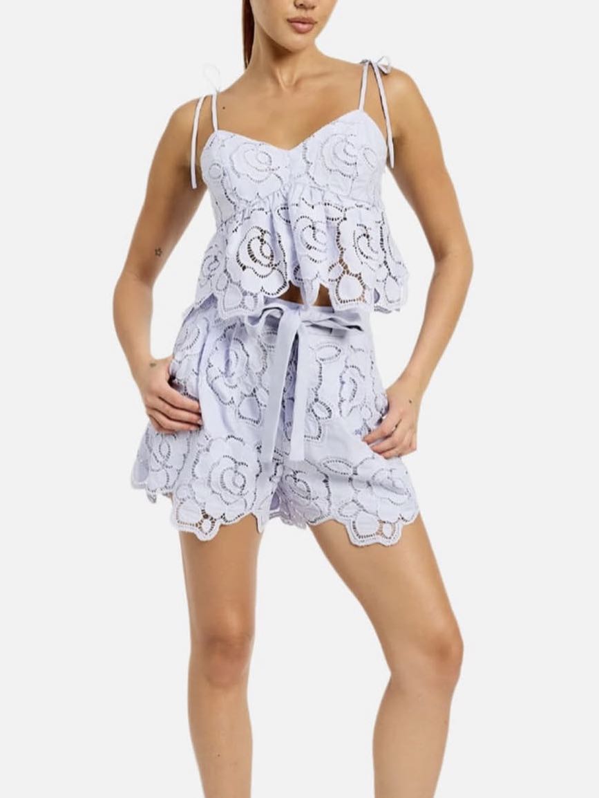White Lace Eyelet Two-Piece Set