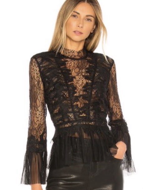 Black Lace High-Neck Peplum Top