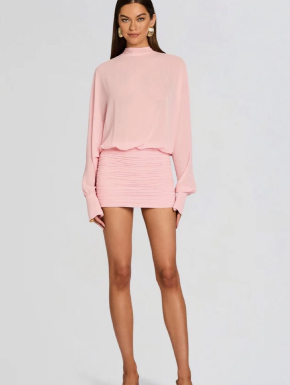 Pink Ruched Mini Skirt