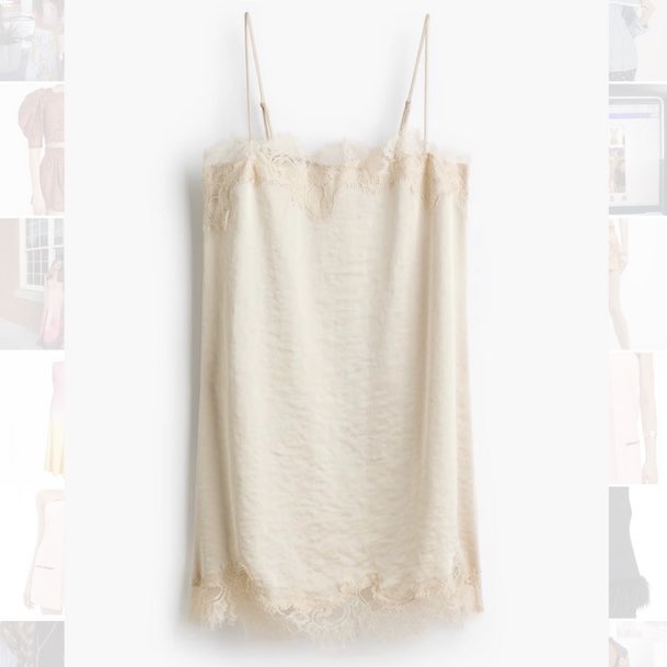 H&M Cream Lace Trim Slip Dress