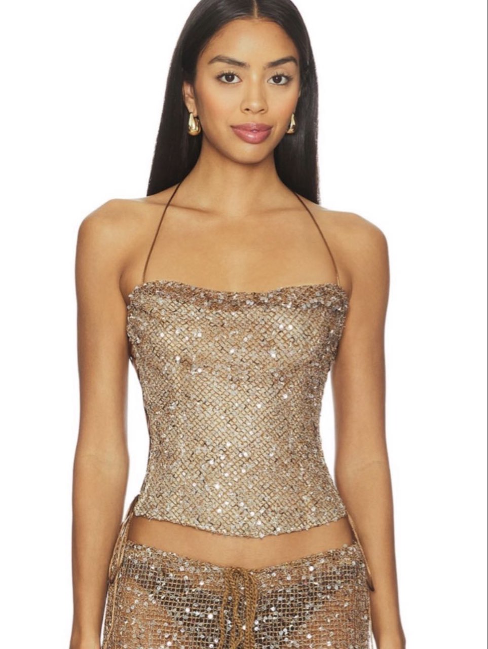 Sequin Halter Crop Top