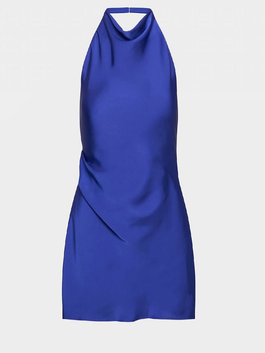Royal Blue Halter Cowl Neck Mini Dress