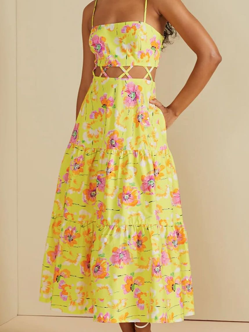 AMUR Aire Floral Tiered Midi Dress