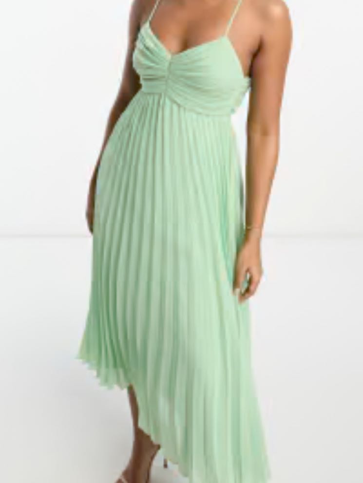 ASOS Pleat Tie Back Midi Dress