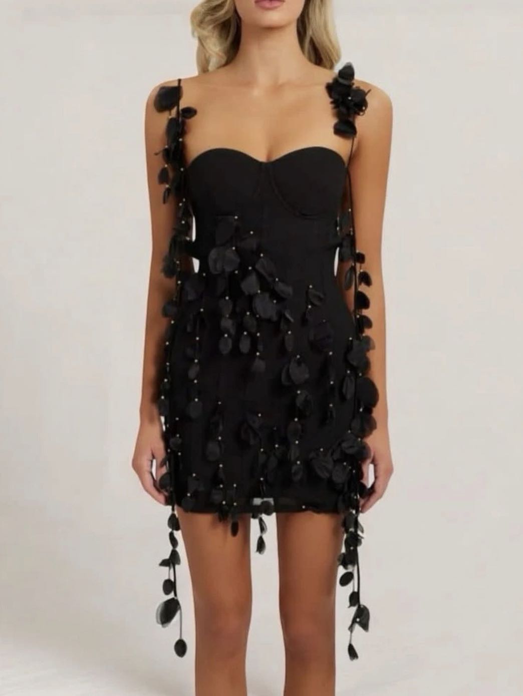 Embellished Black Mini Dress