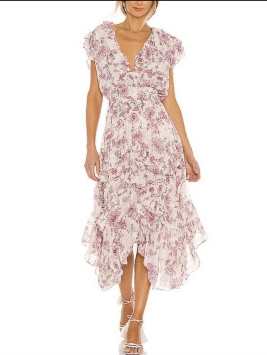 Floral ruffle midi dress