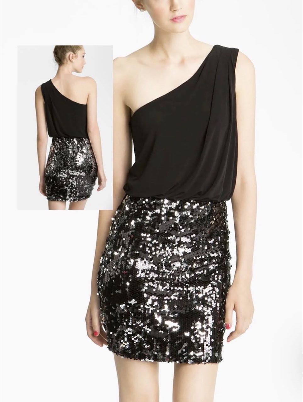One-Shoulder Sequin Mini Dress