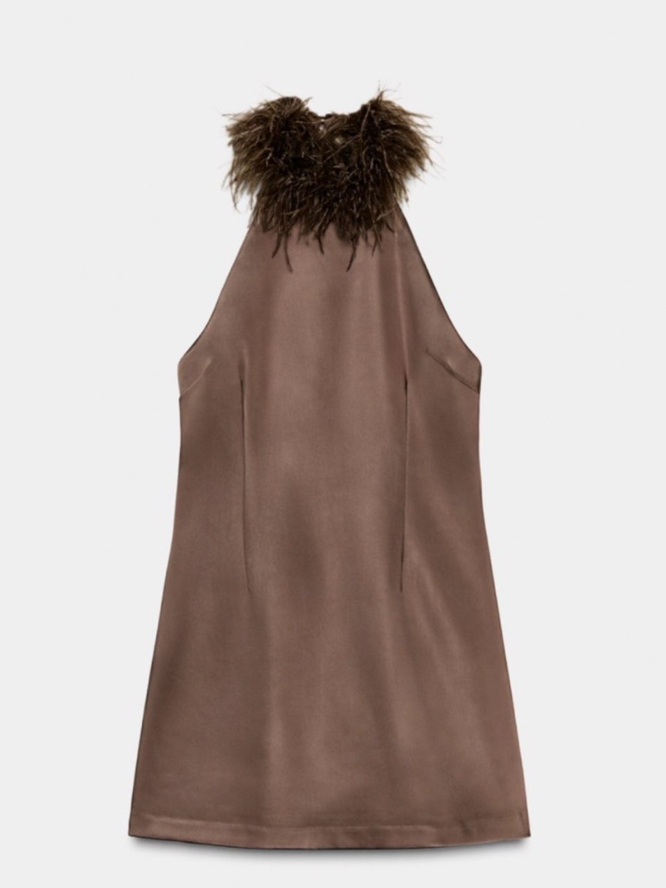 Feather Trim Halter Mini Dress