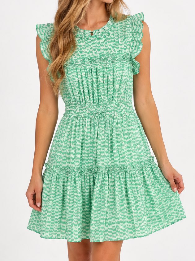 Mint Green Ruffle Mini Dress