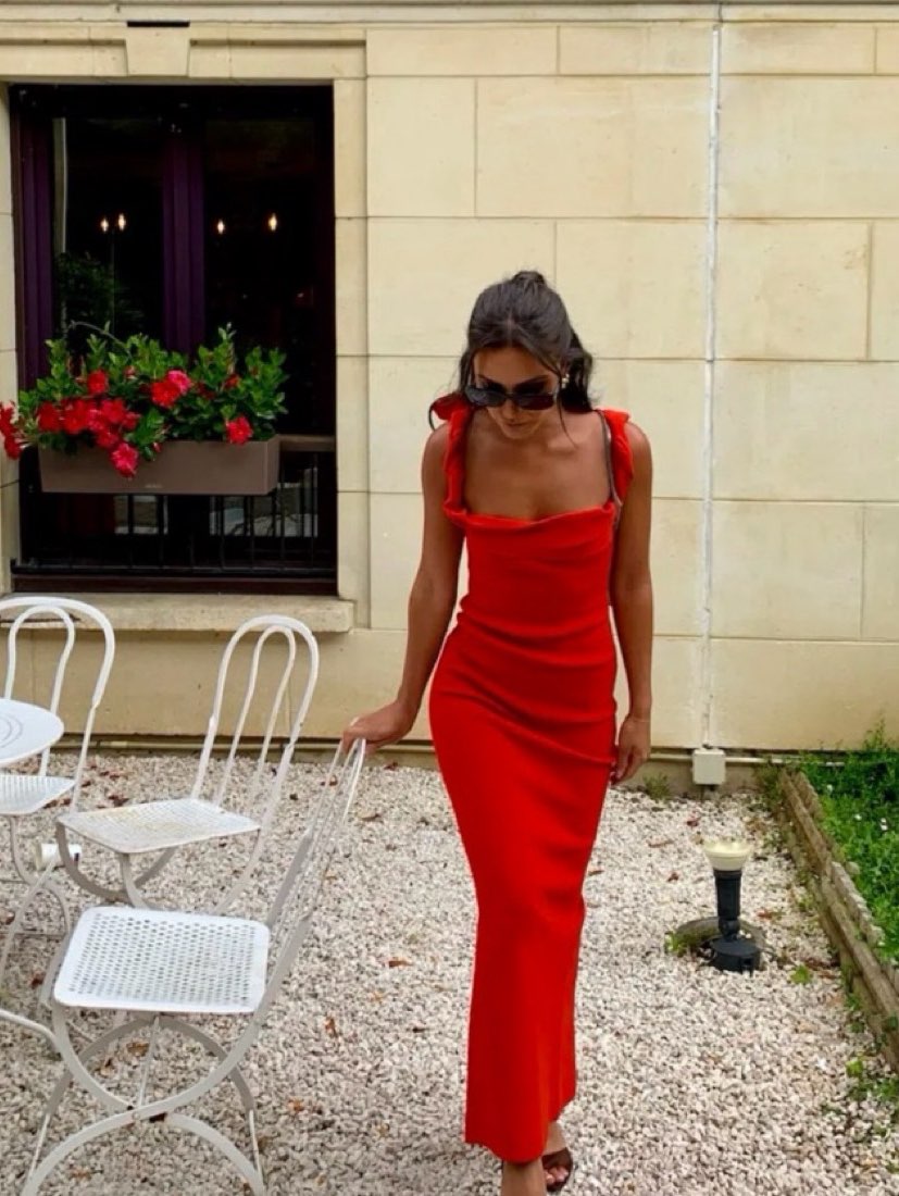 Red Ribbed Midi Dress