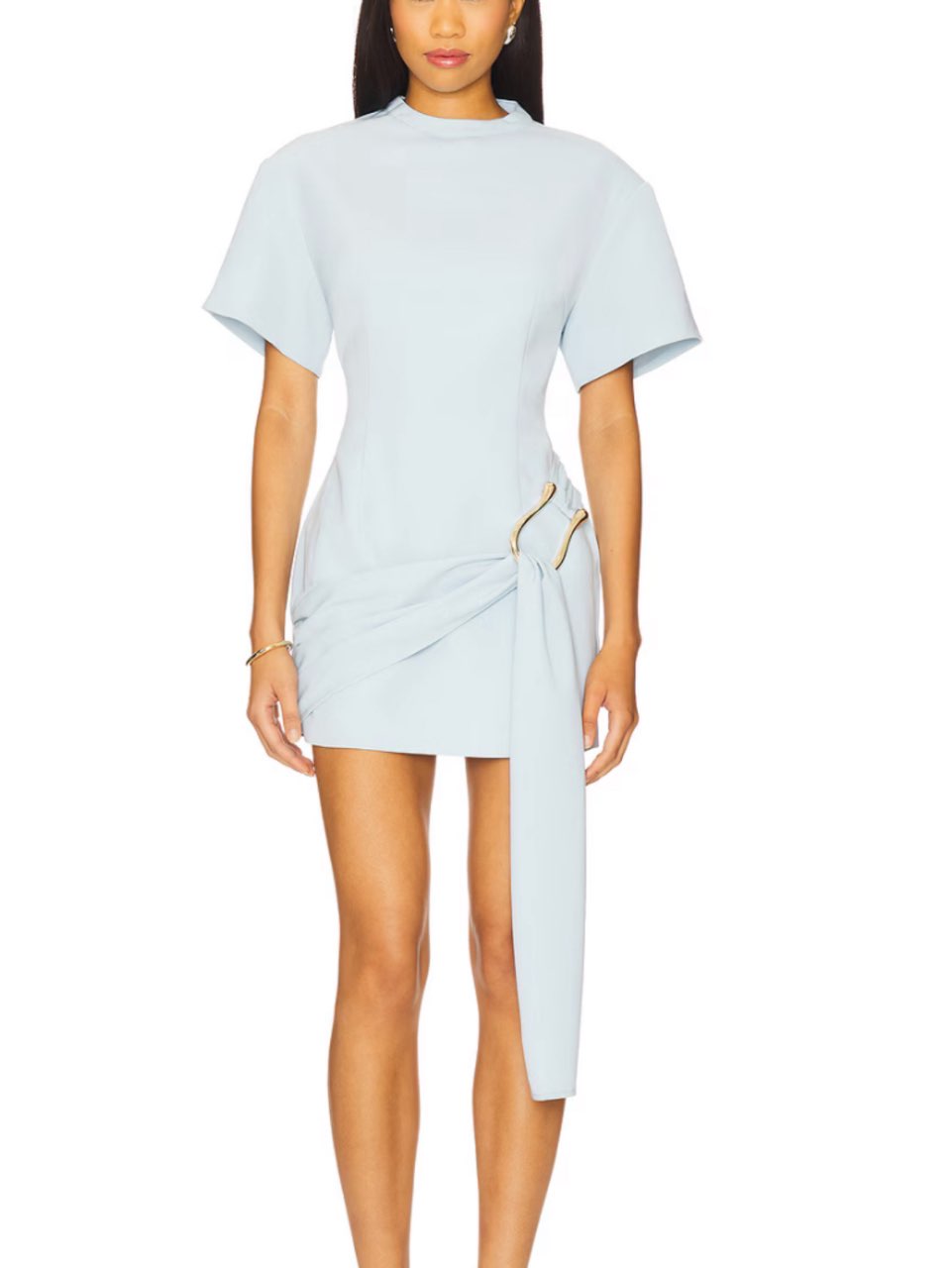 Light Blue Mock Neck Mini Dress