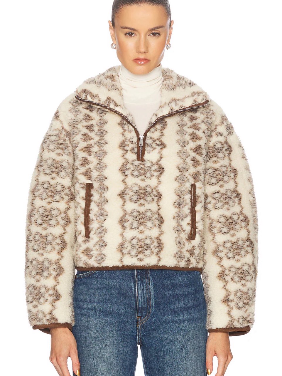Patterned Sherpa Fleece Pullover