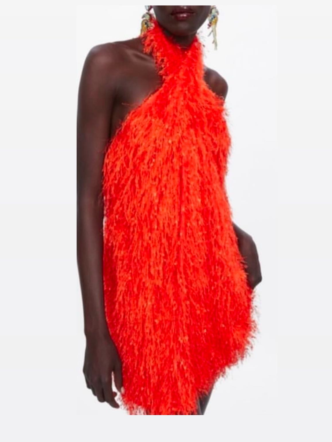 Zara Orange Fluffy Dress