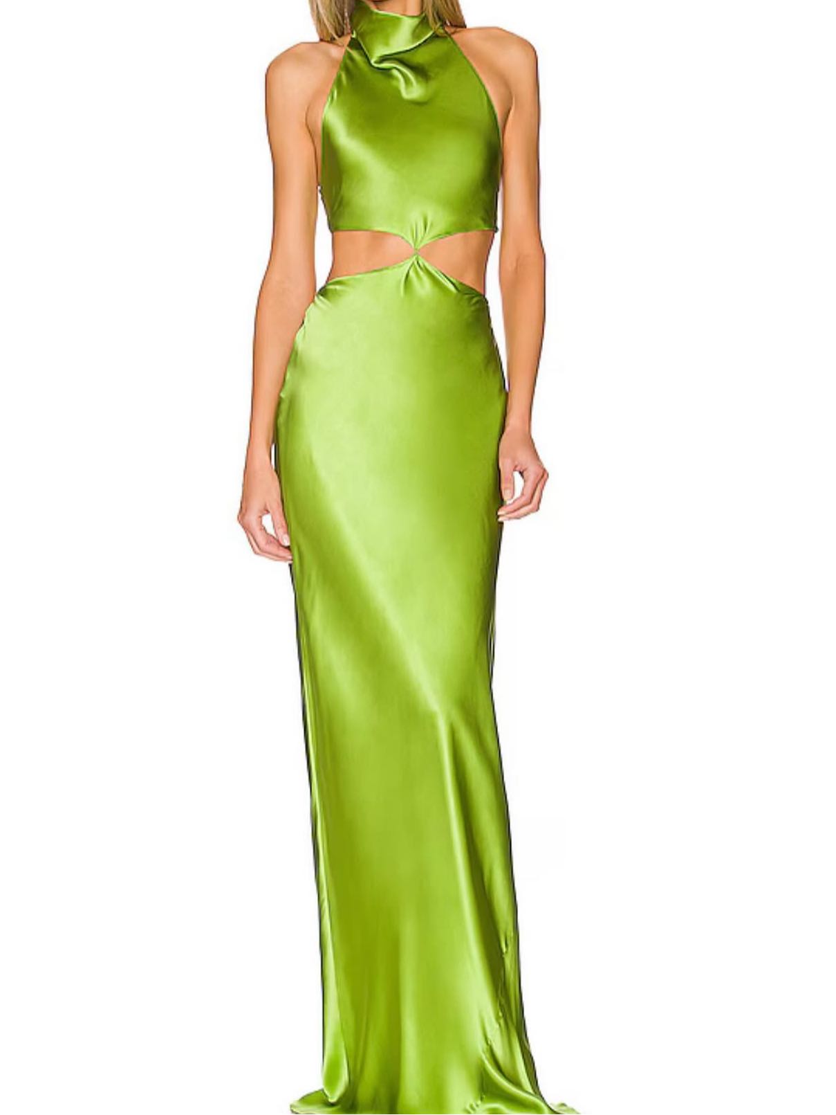 Satin Green Dress Maxi