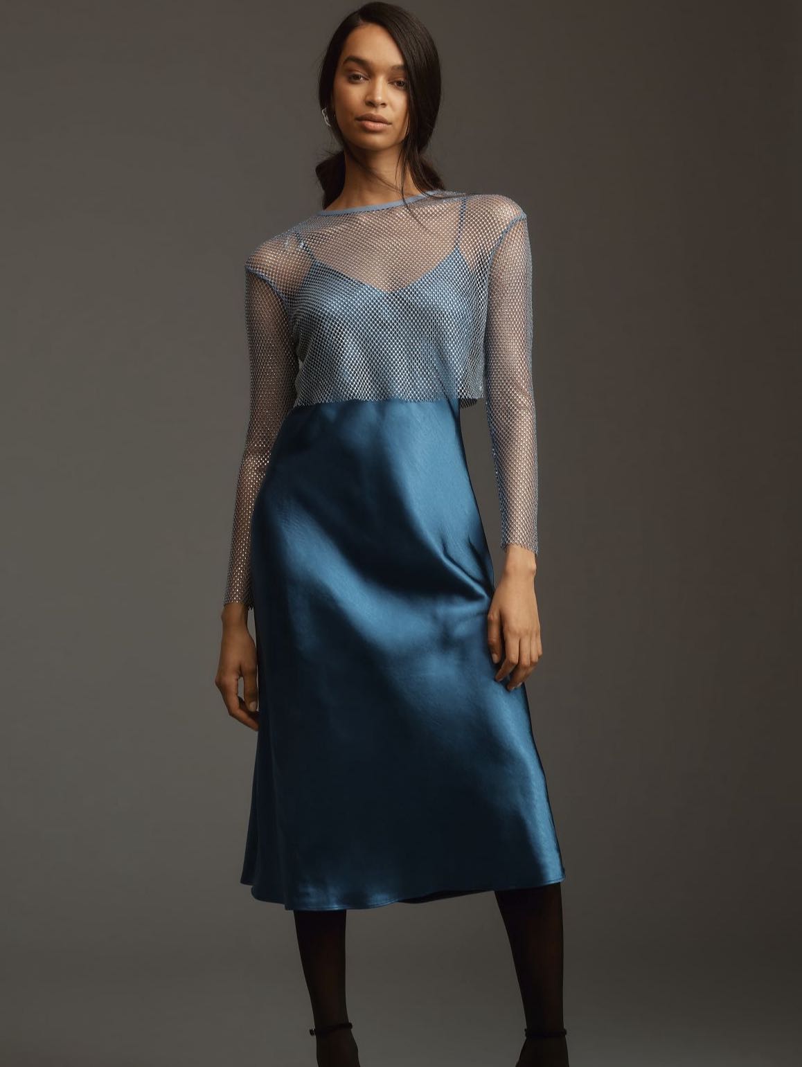 DOLAN Mesh Slip Twofer Midi Dress