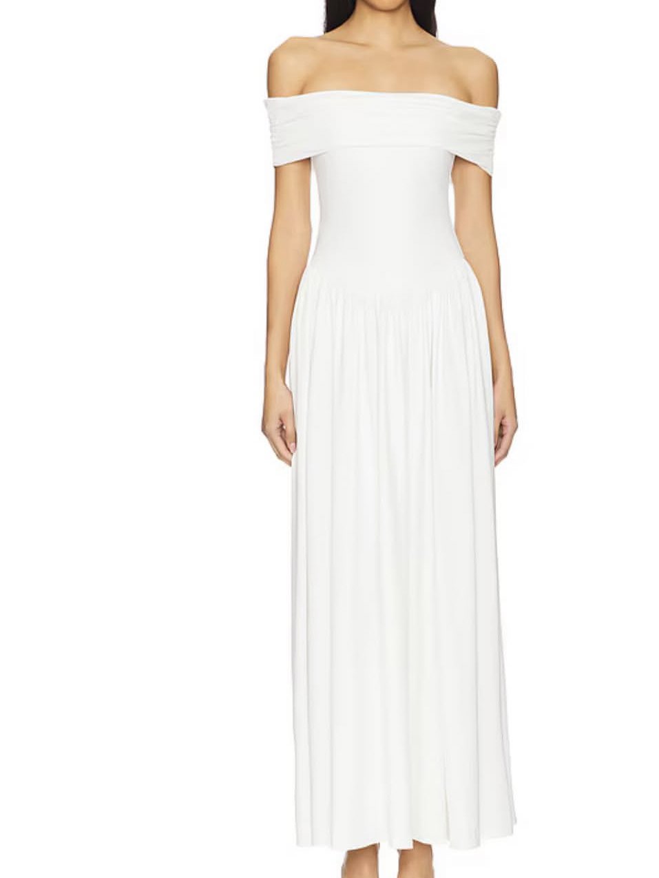 White Off-the-Shoulder Maxi Dress