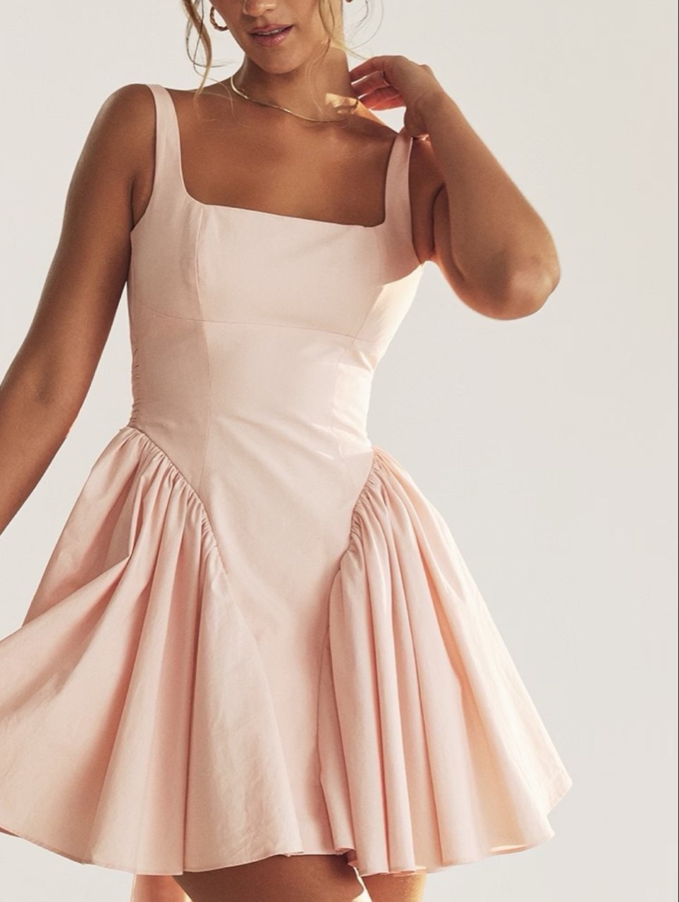 Pink Square Neck Mini Dress